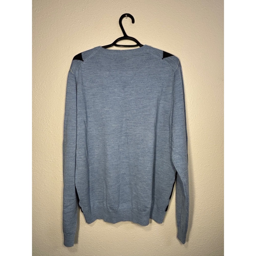 Brooks Brothers 346 Mens Merino Wool Argyle V-Neck Sweater Blue Black Green L - Picture 3 of 4
